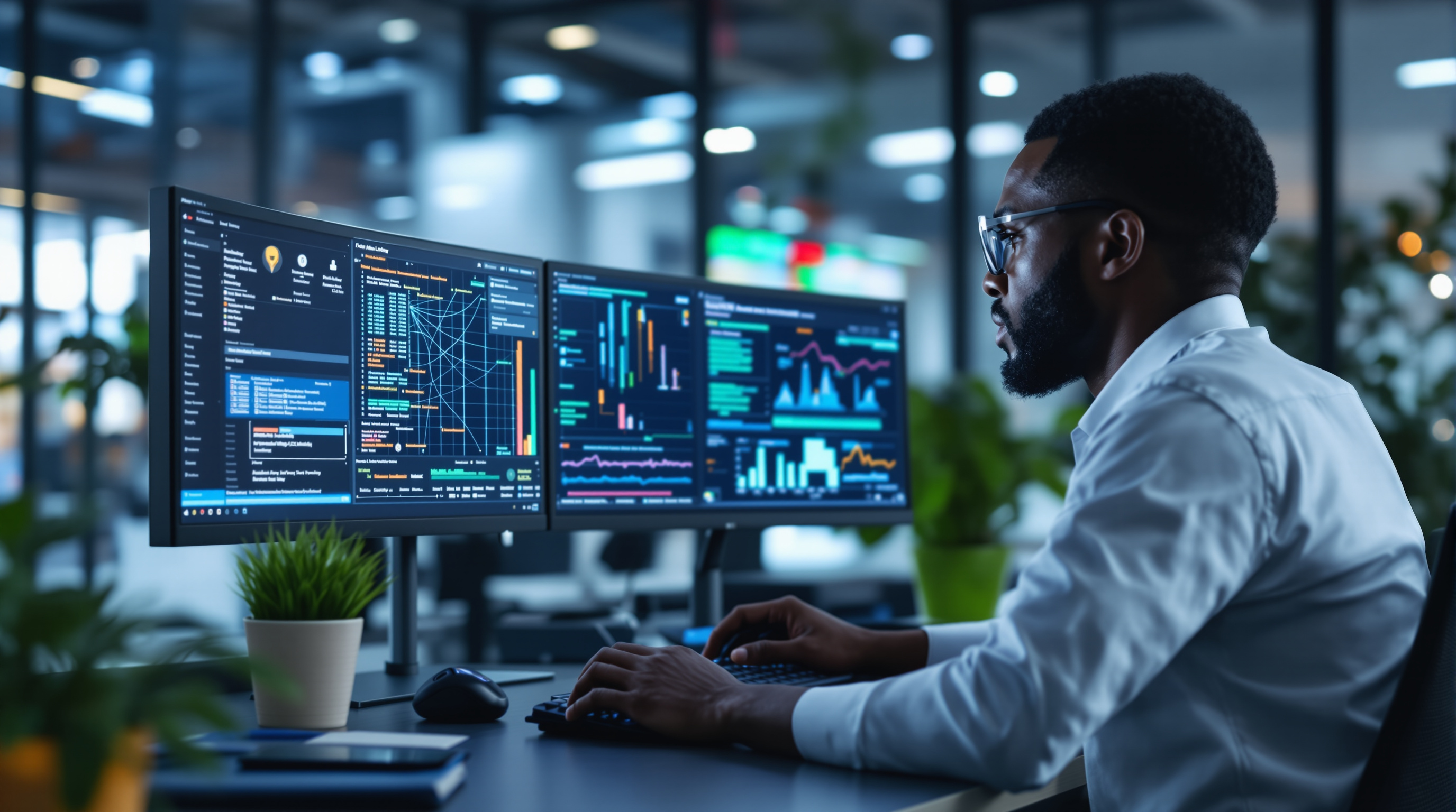 Engineer working on machine learning model for social impact application