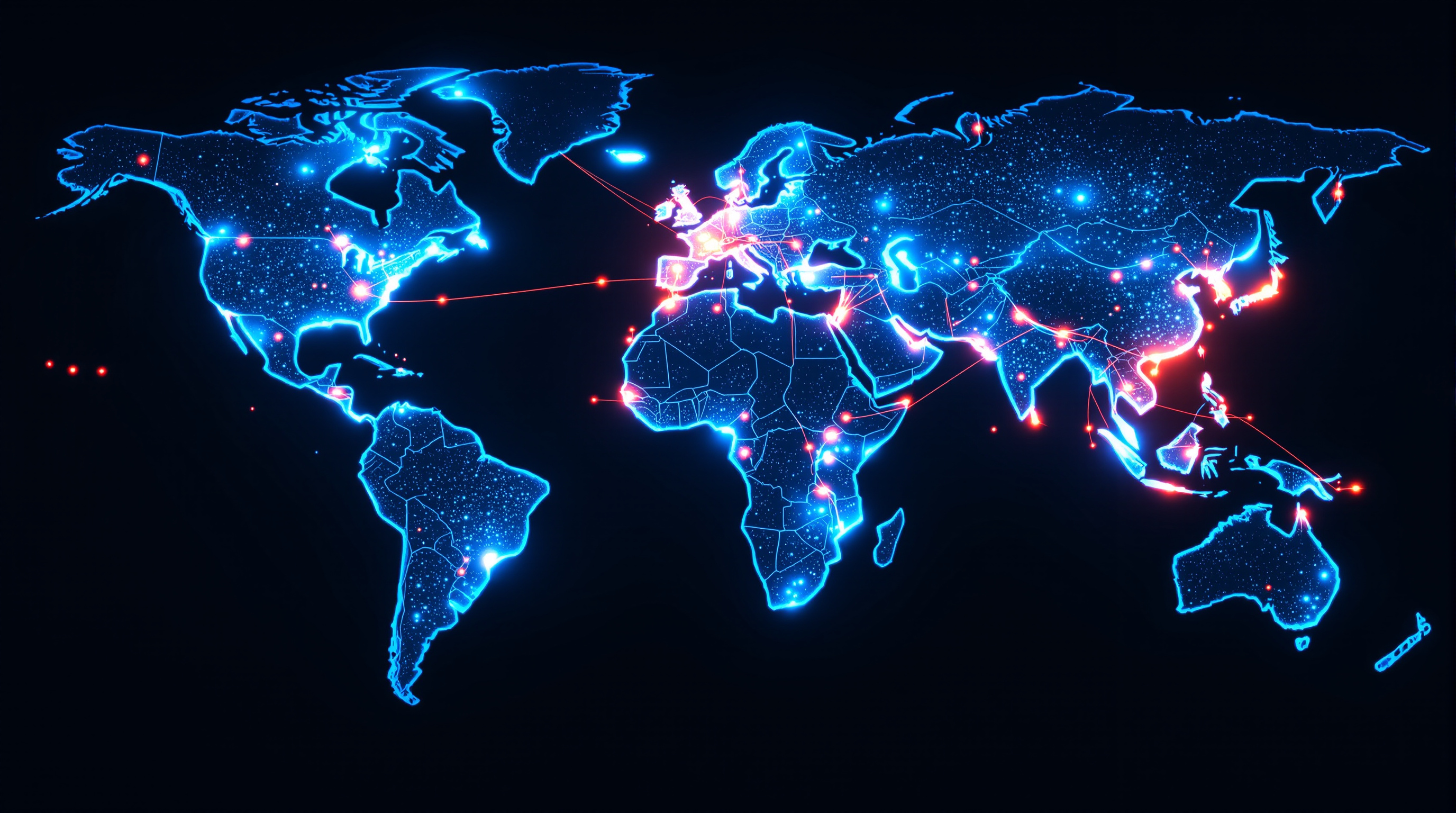 Global map showing technology for good projects across developing nations